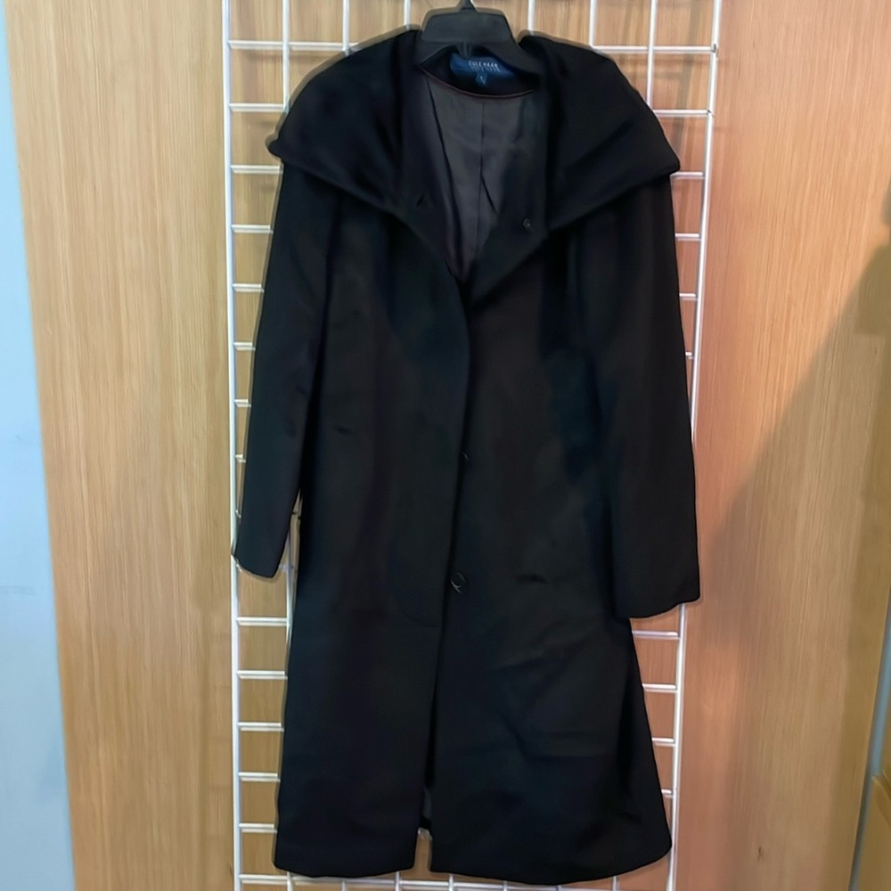 Cole Haan black button down wool coat. Size 8. Great shape